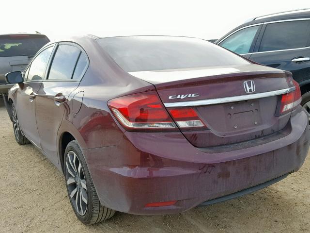 19XFB2F94EE077765 - 2014 HONDA CIVIC EXL MAROON photo 3