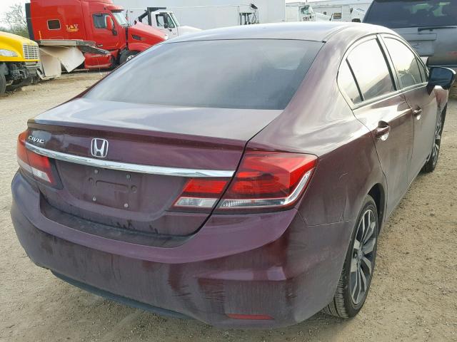 19XFB2F94EE077765 - 2014 HONDA CIVIC EXL MAROON photo 4