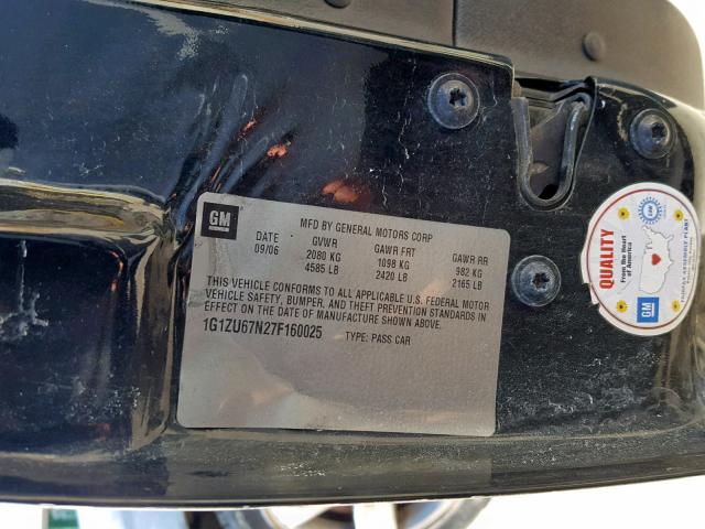 1G1ZU67N27F160025 - 2007 CHEVROLET MALIBU MAX 黑色 照片 10