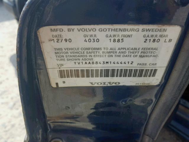 YV1AA8843M1444412 - 1991 VOLVO 240 BLUE photo 10