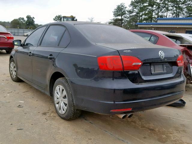 3VW2K7AJ4BM378581 - 2011 VOLKSWAGEN JETTA BASE BLACK photo 3