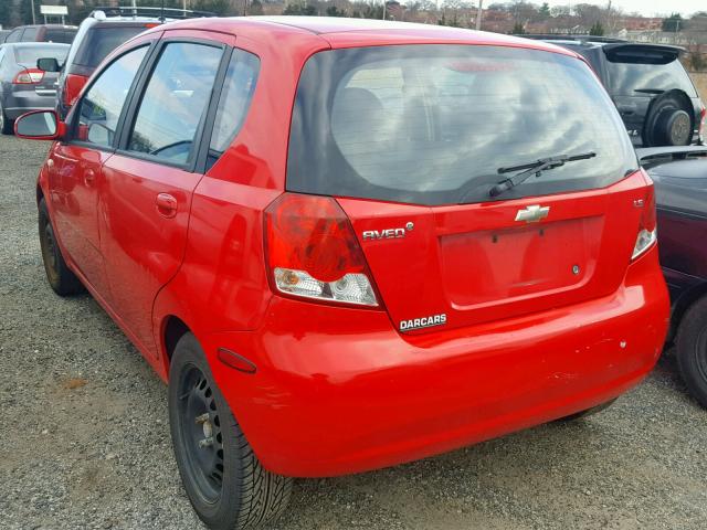 KL1TD66657B694352 - 2007 CHEVROLET AVEO BASE წითელი ფოტო 3
