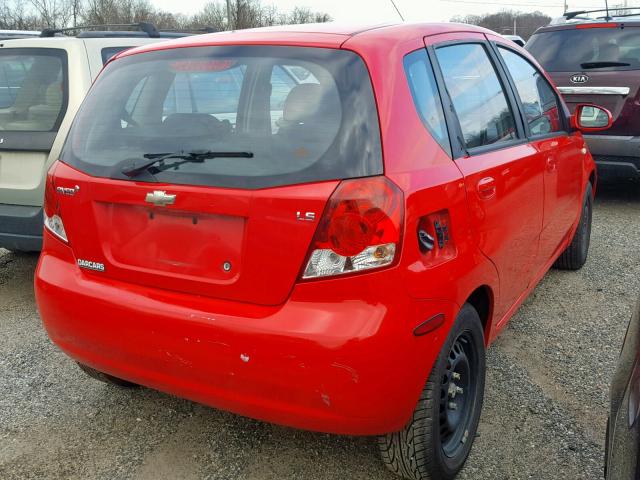 KL1TD66657B694352 - 2007 CHEVROLET AVEO BASE წითელი ფოტო 4