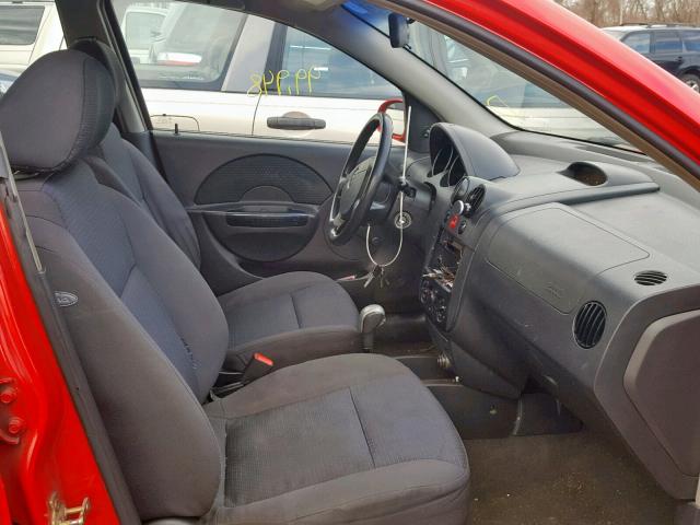 KL1TD66657B694352 - 2007 CHEVROLET AVEO BASE წითელი ფოტო 5