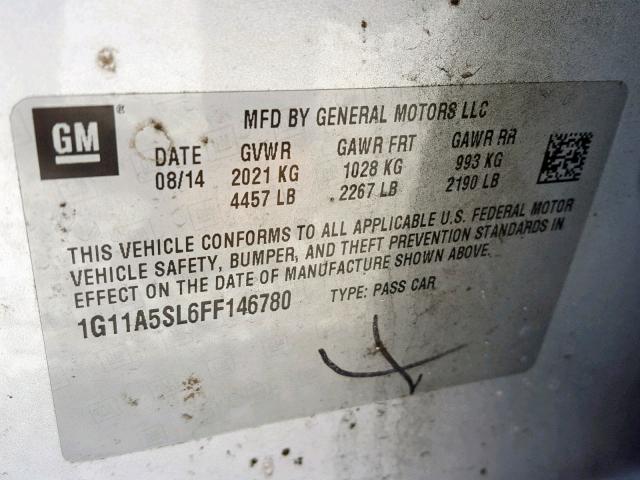 1G11A5SL6FF146780 - 2015 CHEVROLET MALIBU LS SILVER photo 10