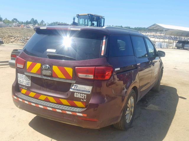 KNDMB5C13F6036221 - 2015 KIA SEDONA LX BURGUNDY photo 4