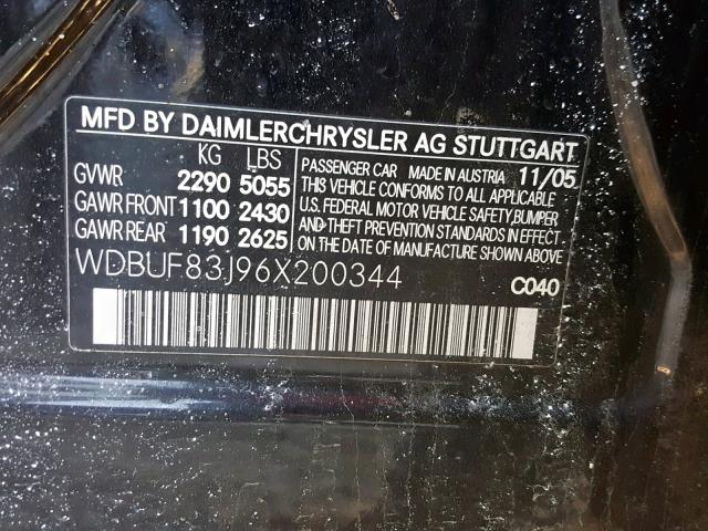 WDBUF83J96X200344 - 2006 MERCEDES-BENZ E 500 4MAT BLACK photo 10