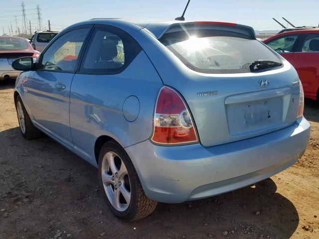 KMHCN36C38U080735 - 2008 HYUNDAI ACCENT SE BLUE photo 3