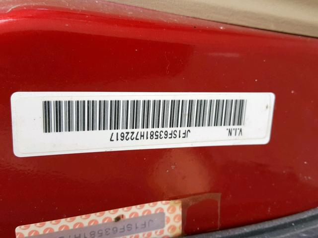 JF1SF63581H722617 - 2001 SUBARU FORESTER L RED photo 10