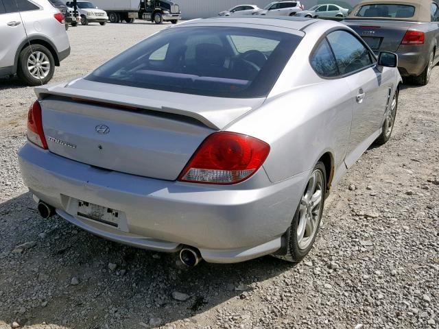 KMHHM65D35U174369 - 2005 HYUNDAI TIBURON SILVER photo 4