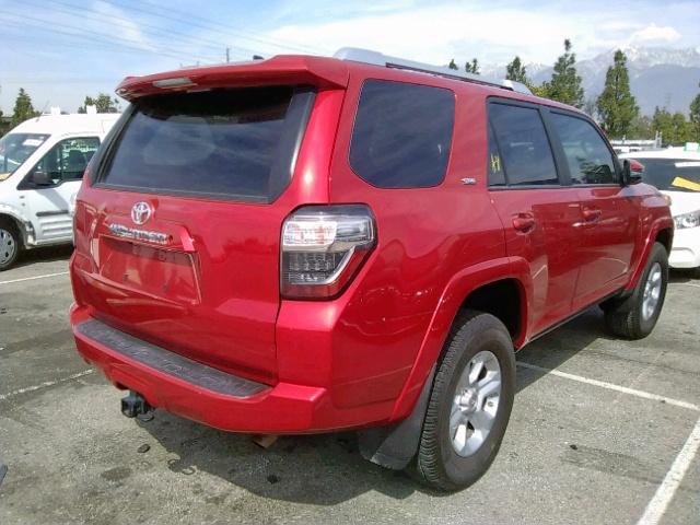 JTEBU5JR5H5447232 - 2017 TOYOTA 4RUNNER SR BURGUNDY photo 4