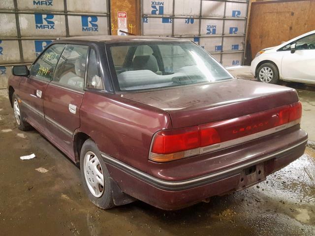 4S3BC6333R9650541 - 1994 SUBARU LEGACY L MAROON photo 3