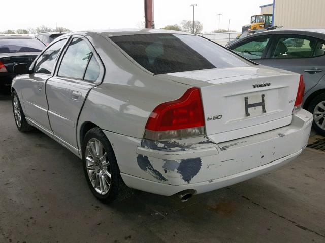 YV1RS592672633288 - 2007 VOLVO S60 2.5T WHITE photo 3