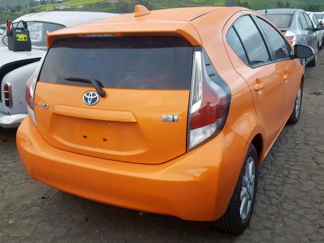 JTDKDTB31G1132761 - 2016 TOYOTA PRIUS C ORANGE photo 4