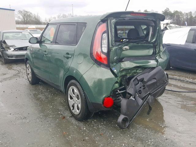 KNDJN2A24E7030327 - 2014 KIA SOUL GREEN photo 3