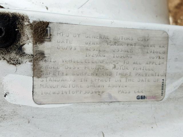 1G2WJ12M6RF282317 - 1994 PONTIAC GRAND PRIX WHITE photo 10