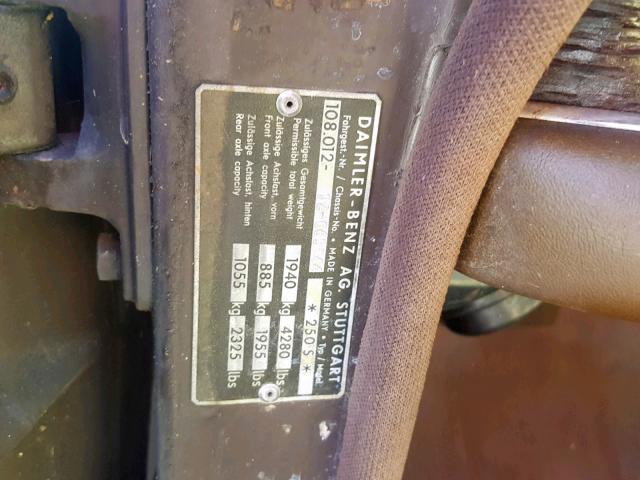 10801212065144 - 1968 MERCEDES-BENZ 280 SE BROWN photo 10