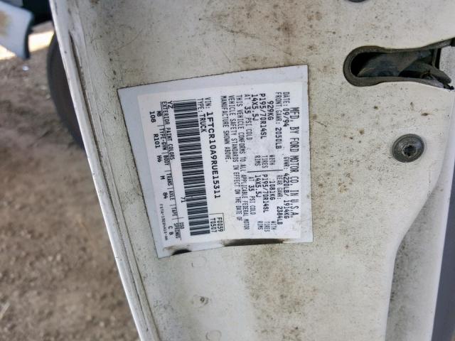 1FTCR10A9RUE15311 - 1994 FORD RANGER WHITE photo 10