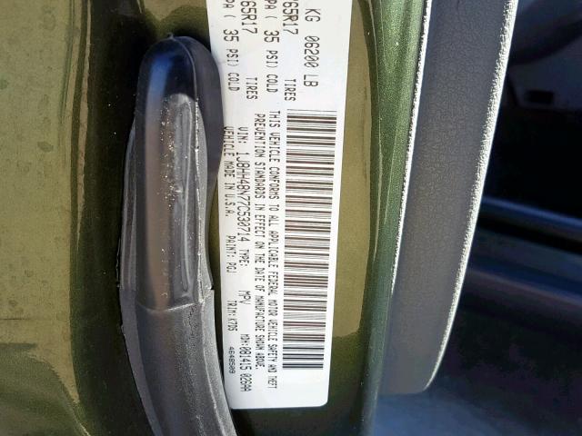 1J8HH48N77C530714 - 2007 JEEP COMMANDER მწვანე ფოტო 10