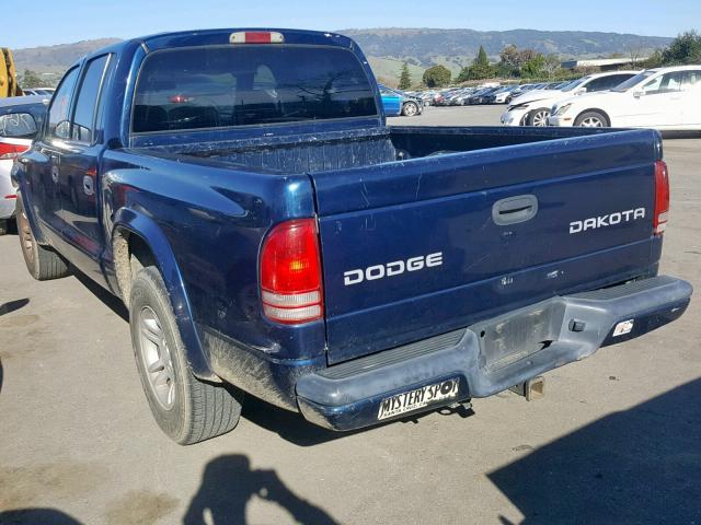 1D7HL38X83S135691 - 2003 DODGE DAKOTA QUA BLACK photo 3