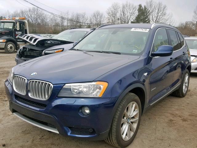 5UXWX9C59E0D35462 - 2014 BMW X3 XDRIVE2 BLUE photo 2