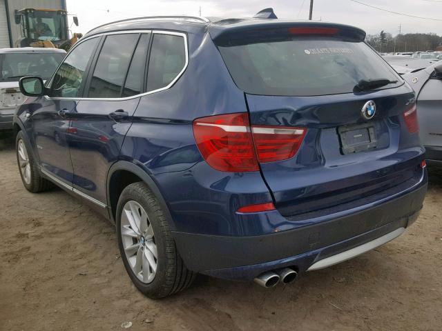 5UXWX9C59E0D35462 - 2014 BMW X3 XDRIVE2 BLUE photo 3