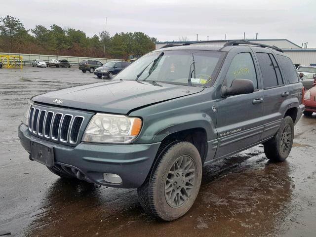 1J8GW58N22C328167 - 2002 JEEP GRAND CHER GREEN photo 2