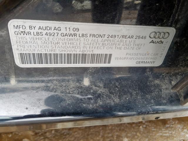 WAUFFAFL0AN034960 - 2010 AUDI A4 PREMIUM PLUS  photo 10