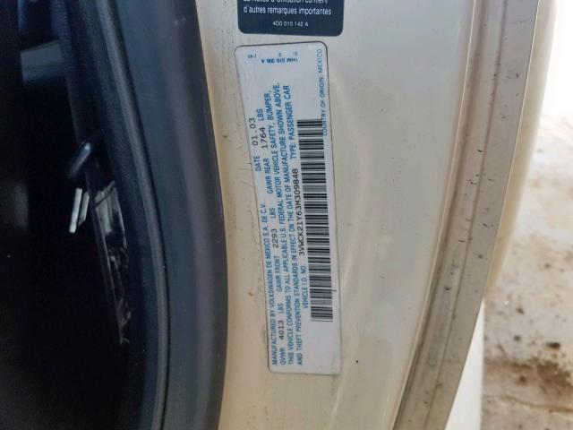 3VWCK21Y63M309848 - 2003 VOLKSWAGEN NEW BEETLE თეთრი ფოტო 10