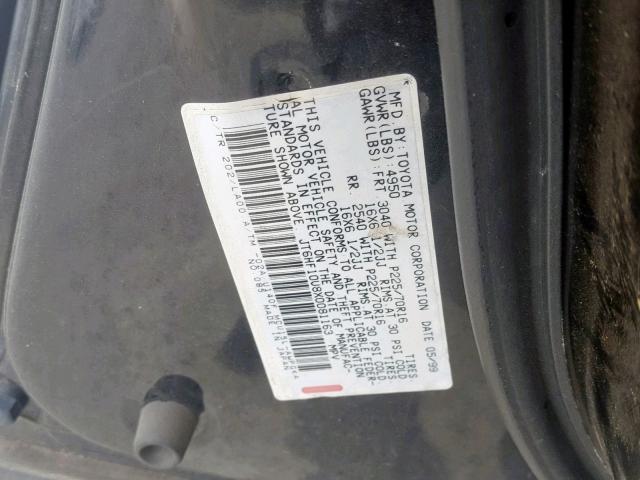 JT6HF10U8X0081163 - 1999 LEXUS RX 300 BLACK photo 10