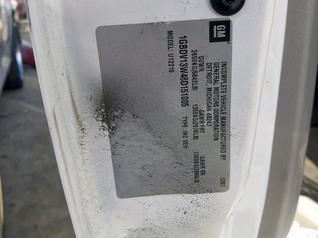 1GBDV13W48D151005 - 2008 CHEVROLET UPLANDER I WHITE photo 10