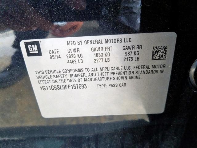 1G11C5SL8FF157693 - 2015 CHEVROLET MALIBU 1LT  照片 10
