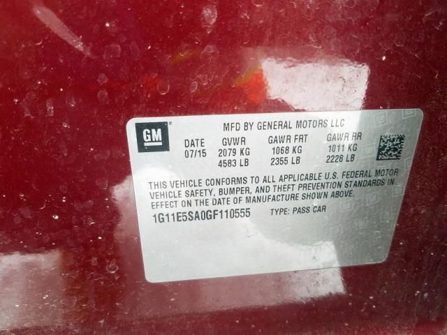 1G11E5SA0GF110555 - 2016 CHEVROLET MALIBU LIMITED LTZ  photo 10