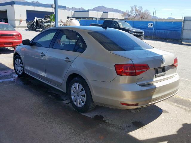 3VW2K7AJ4FM410807 - 2015 VOLKSWAGEN JETTA BASE GOLD photo 3