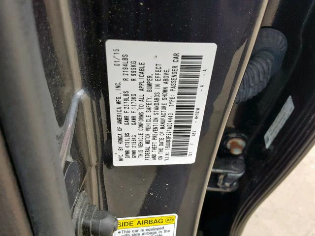 19UUB3F52FA004443 - 2015 ACURA TLX TECH BLACK photo 10