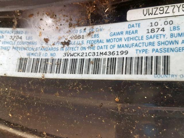 3VWCK21C31M436199 - 2001 VOLKSWAGEN NEW BEETLE Schwarz Foto 10