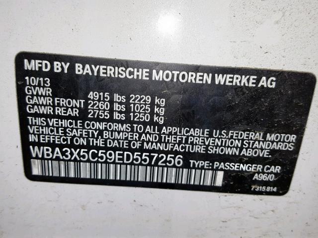 WBA3X5C59ED557256 - 2014 BMW 328 XIGT WHITE photo 10