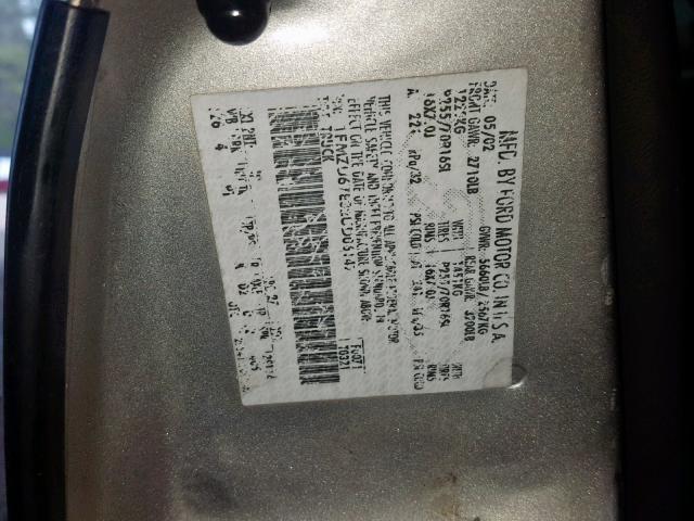 1FMZU67E32UD06147 - 2002 FORD EXPLORER S SILVER photo 10