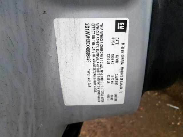 2G1WW12EX49308479 - 2004 CHEVROLET MONTE CARL 银色 照片 10