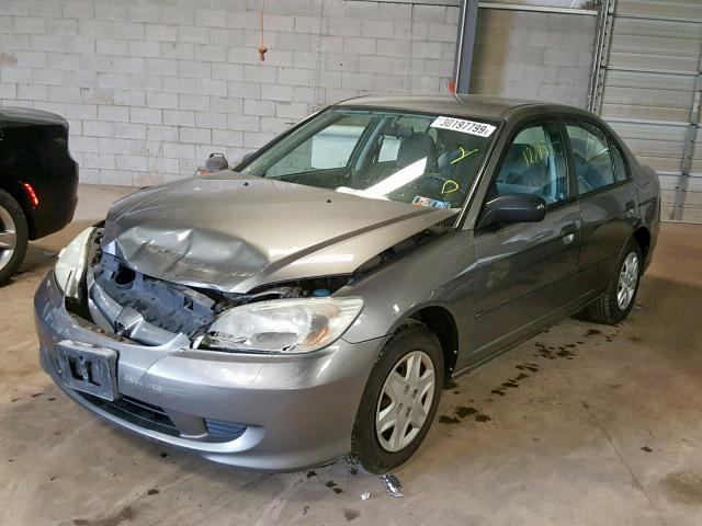 1HGES163X5L011005 - 2005 HONDA CIVIC DX V GRAY photo 2