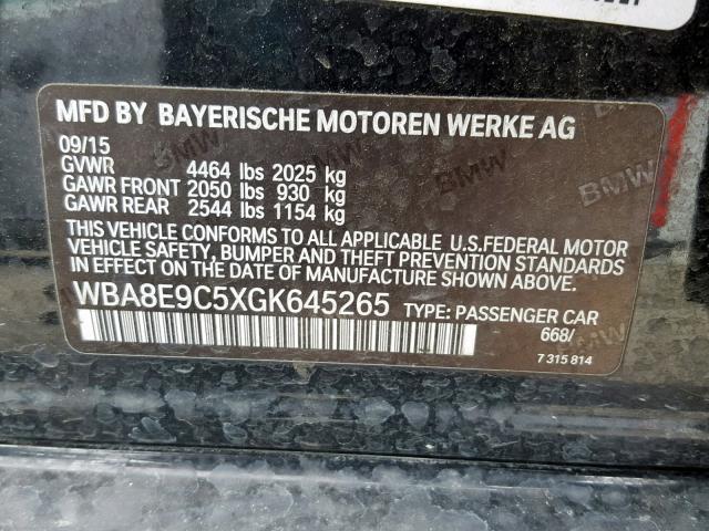 WBA8E9C5XGK645265 - 2016 BMW 328 I SULE BLACK photo 10