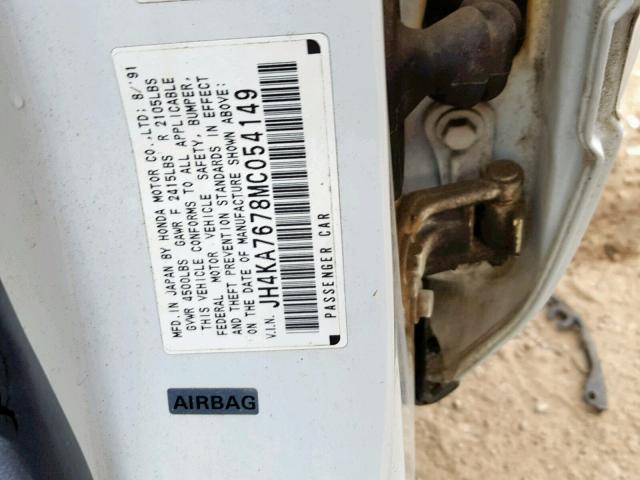 JH4KA7678MC054149 - 1991 ACURA LEGEND LS WHITE photo 10