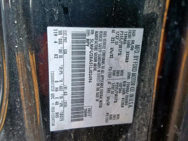 5LMFU28A51LJ03494 - 2001 LINCOLN NAVIGATOR Qara foto 10