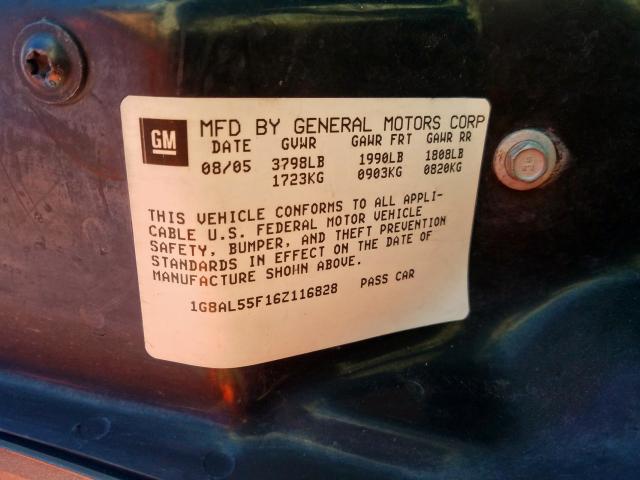 1G8AL55F16Z116828 - 2006 SATURN ION LEVEL 3  photo 10