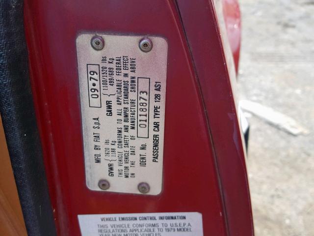 128AS10118873 - 1979 FIAT X 1/9 RED photo 10