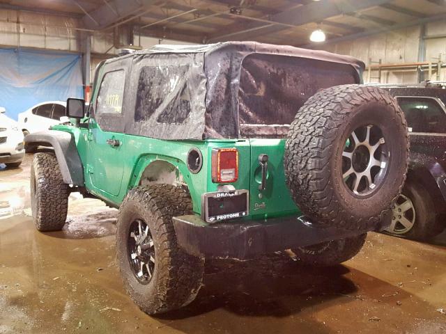 1J8FA24167L192256 - 2007 JEEP WRANGLER X GREEN photo 3