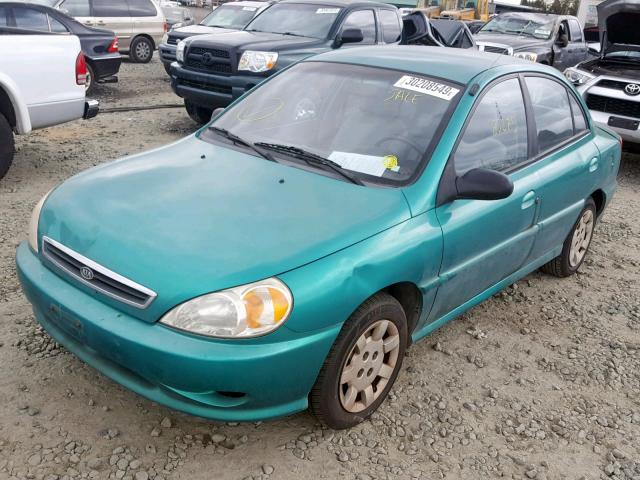 KNADC123X26137479 - 2002 KIA RIO TEAL photo 2