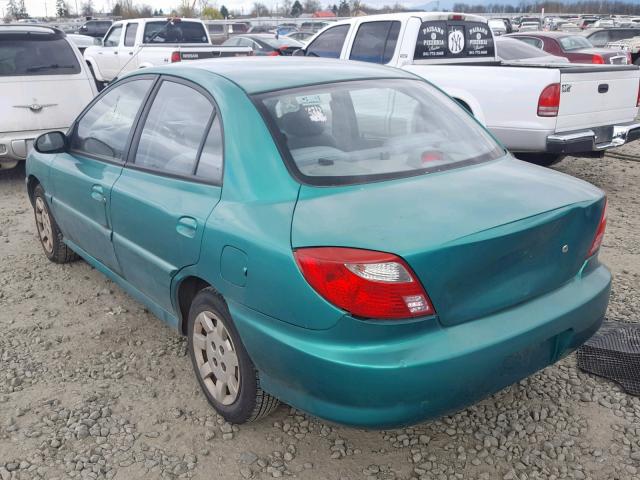 KNADC123X26137479 - 2002 KIA RIO TEAL photo 3