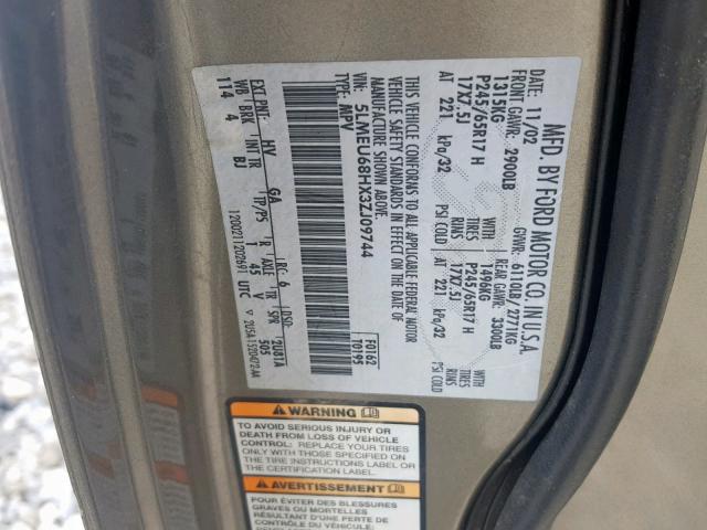 5LMEU68HX3ZJ09744 - 2003 LINCOLN AVIATOR Boz foto 10