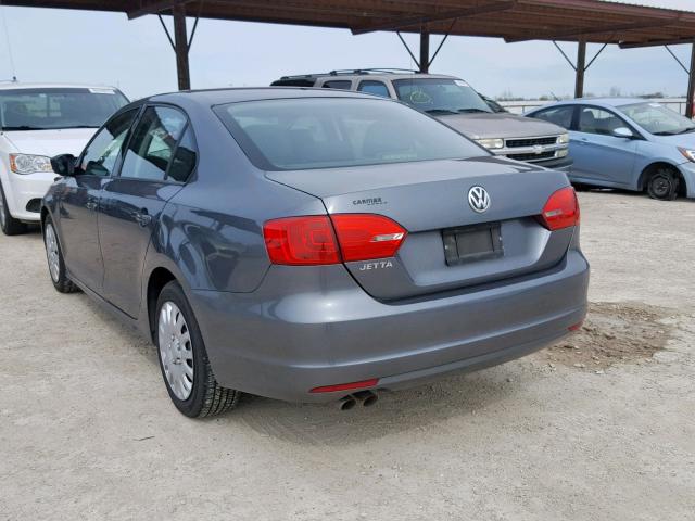 3VW1K7AJ1CM334714 - 2012 VOLKSWAGEN JETTA BASE GRAY photo 3